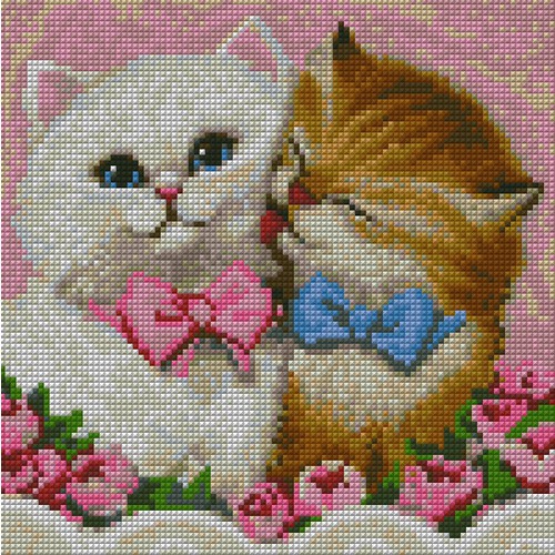 Набор для выкладывания мозаики Алмазная живопись "Кот и кошка" (фото, вид 1)