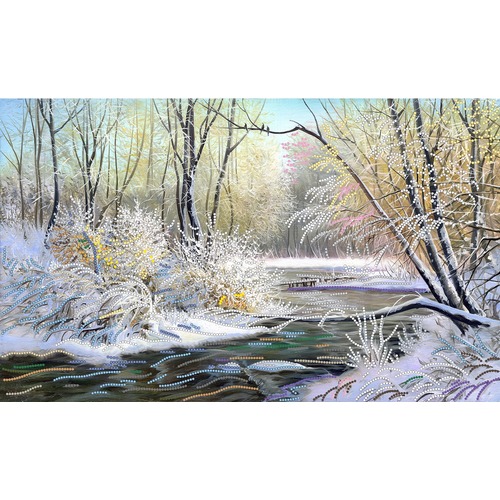 Ткань с рисунком для вышивки бисером Матрёнин посад "Зимняя река" (фото, вид 1)