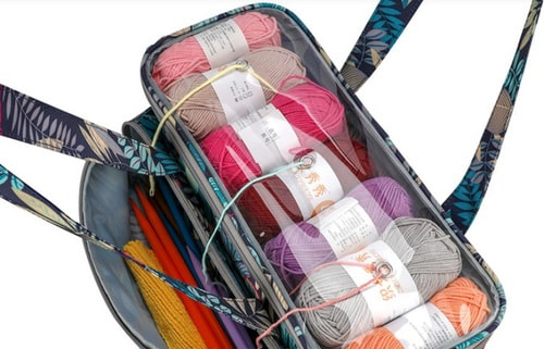 Аксессуары "Органайзер для вязания, клубочница, сумка для рукоделия, сумка для пряжи, размер 38х18х8 см" (фото, вид 2)