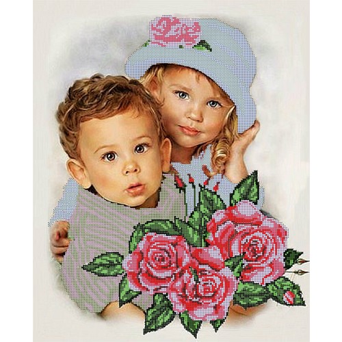 Ткань с рисунком для вышивки бисером Глурия (Астрея) "Дети"