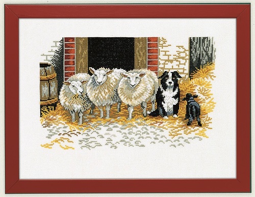 Набор для вышивания крестом Eva Rosenstand "Овцы и пёс"