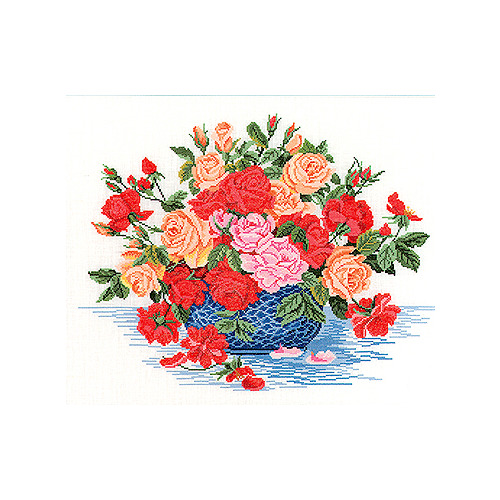 Набор для вышивания крестом Eva Rosenstand "Розы в синем шаре"
