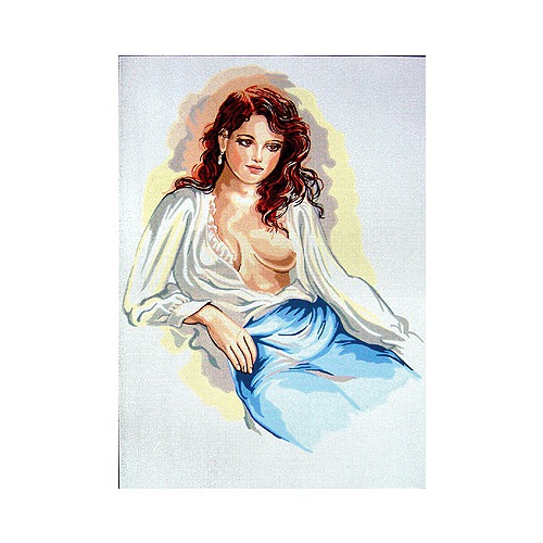 Канва с нанесенным рисунком Gobelin-L &quot;Задумчивая леди в шелковой блузе&quot;