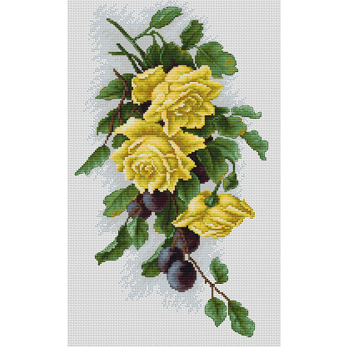 Набор для вышивания крестом Luca-S "Желтые розы со сливами"