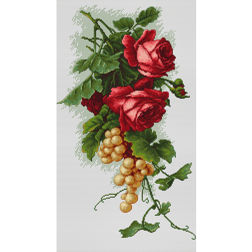 Набор для вышивания крестом Luca-S "Красные розы с виноградом"