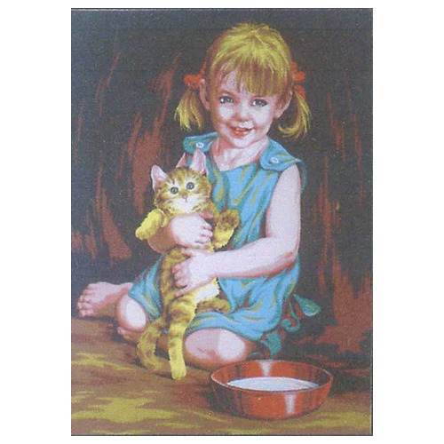 Канва с нанесенным рисунком Gobelin-L &quot;Девочка с котенком&quot;