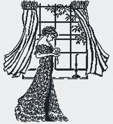 Набор для вышивания крестом М.П. Студия "Дама у окна (ч-б)"