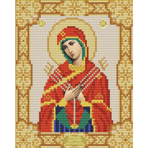 Ткань с рисунком для вышивки бисером Конёк "Богородица Умягчение Злых Сердец"