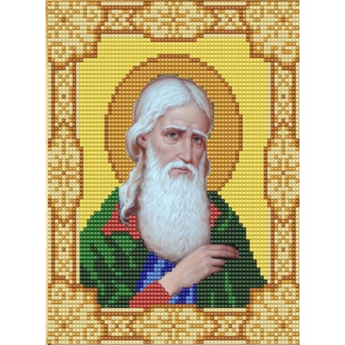 Ткань с рисунком для вышивки бисером Конёк "Святой Алексий"