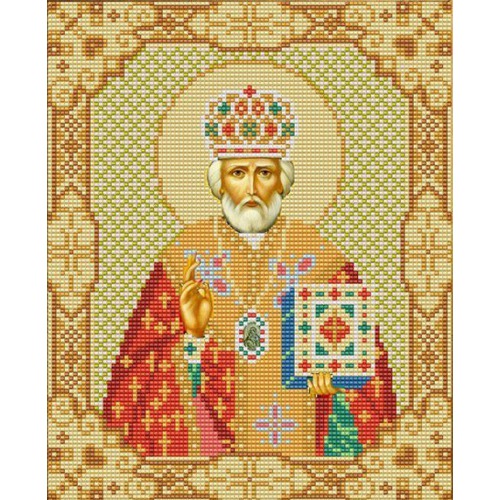 Ткань с рисунком для вышивки бисером Конёк "Святой Николай Чудотворец"
