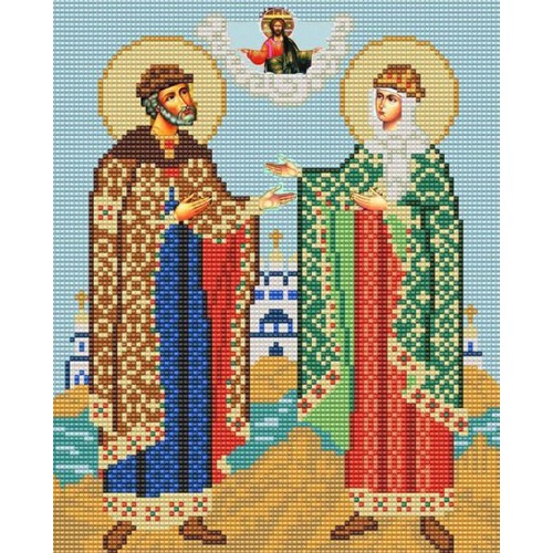 Ткань с рисунком для вышивки бисером Конёк "Святые Петр и Феврония"