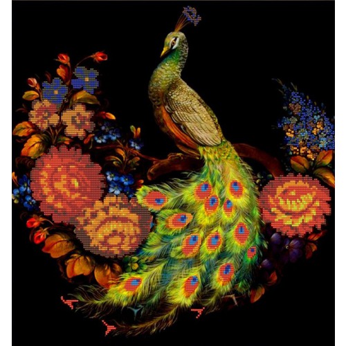 Ткань с рисунком для вышивки бисером Конёк "Жар-птица"