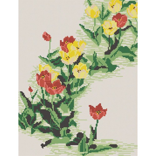 Ткань с рисунком для вышивки бисером Конёк "Тюльпаны"