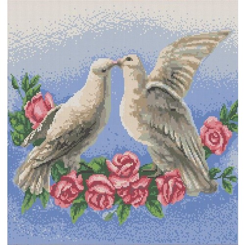 Ткань с рисунком для вышивки бисером Конёк "Голуби"