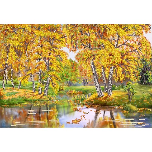 Ткань с рисунком для вышивки бисером Конёк "Осенний день"