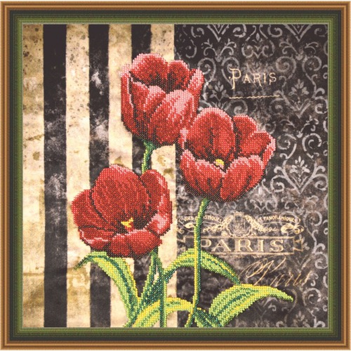 Набор для вышивания бисером Овен "Красные тюльпаны"