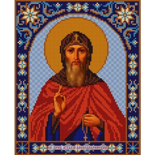 Ткань с рисунком для вышивки бисером Конёк "Святой Виталий"