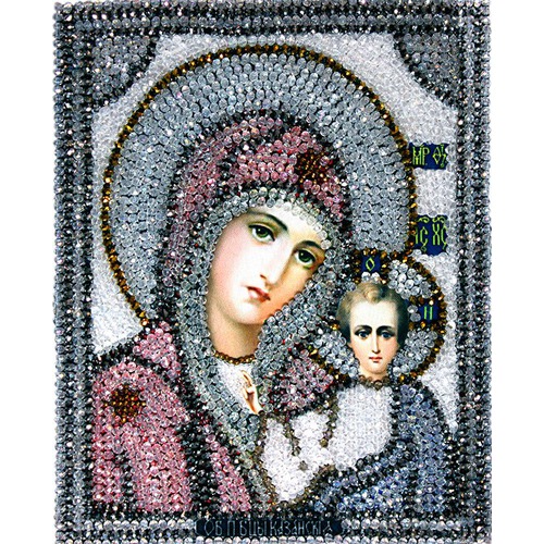 Набор для вышивания хрустальными бусинами Образа в каменьях "Казанская Божия Матерь"