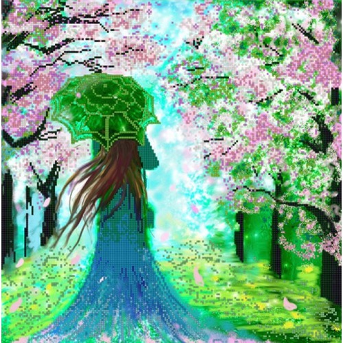 Ткань с рисунком для вышивки бисером Конёк "Леди Весна"