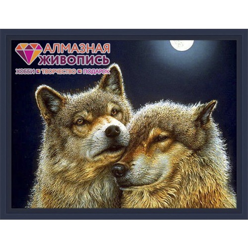 Набор для выкладывания мозаики Алмазная живопись "Волк и волчица"