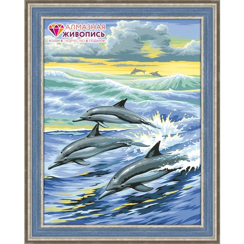 Набор для выкладывания мозаики Алмазная живопись "Семья дельфинов"