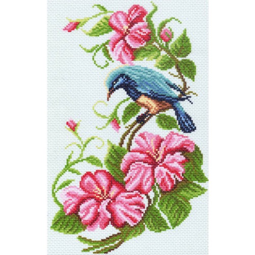 Канва с нанесенным рисунком Матрёнин посад "Птица на цветочной ветке"