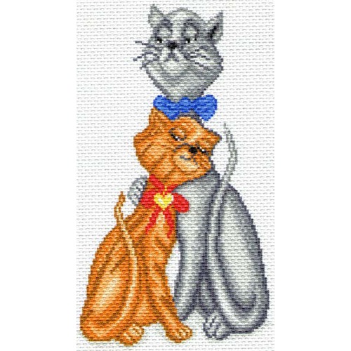 Канва с нанесенным рисунком Матрёнин посад "Кот с кошкой"
