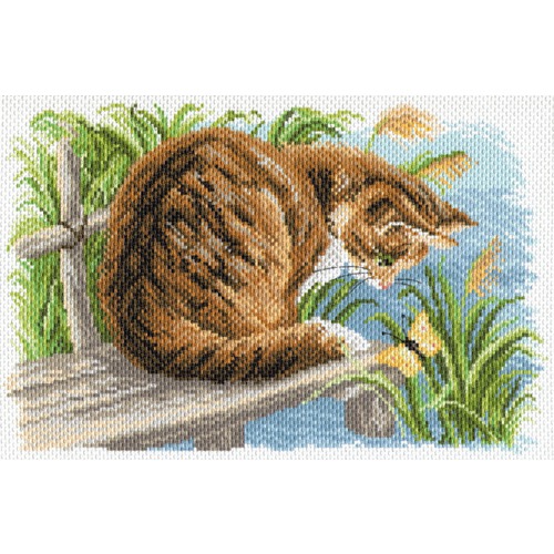Канва с нанесенным рисунком Матрёнин посад "Любопытный котенок"