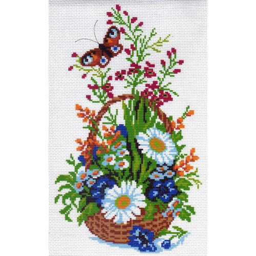 Канва с нанесенным рисунком Матрёнин посад "Корзинка цветов"