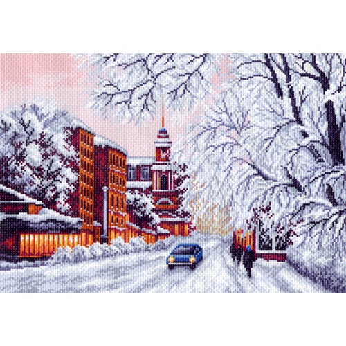 Канва с нанесенным рисунком Матрёнин посад "Зимний город"