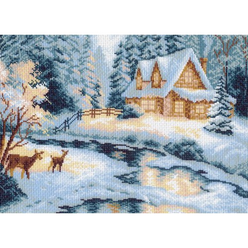 Канва с нанесенным рисунком Матрёнин посад "Зимний домик"