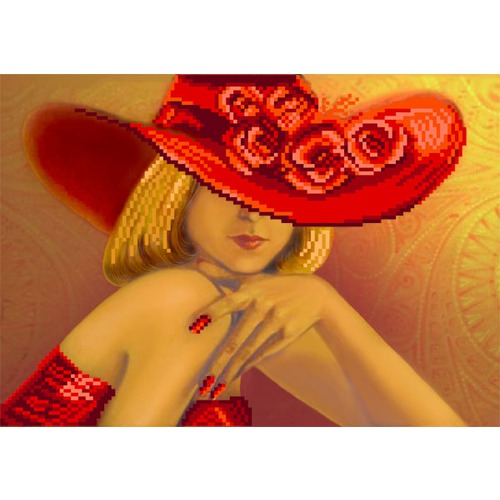 Ткань с рисунком для вышивки бисером Матрёнин посад "Дама в красном"