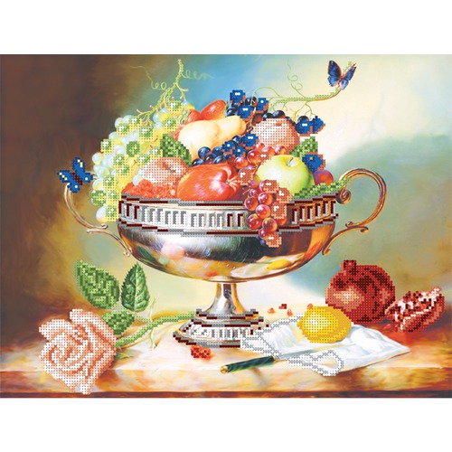 Ткань с рисунком для вышивки бисером Матрёнин посад "Ваза с фруктами"