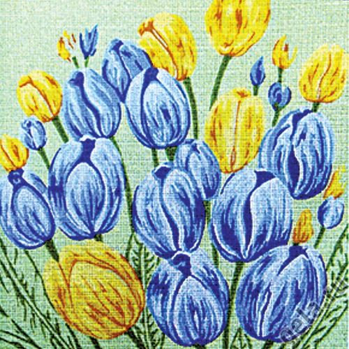 Канва с нанесенным рисунком Gobelin-L "Голубые и желтые тюльпаны"