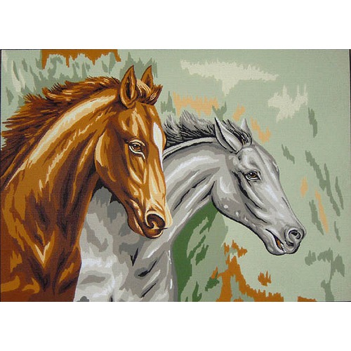 Канва с нанесенным рисунком Gobelin-L "Два коня"