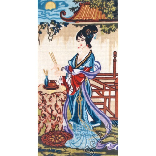 Канва с нанесенным рисунком Gobelin-L "Китаянка в синем"
