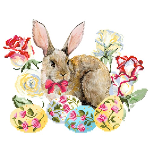 Ткань с рисунком для вышивки бисером Матрёнин посад "Пасхальный кролик"