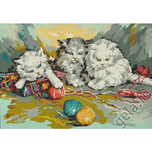 Канва с нанесенным рисунком Gobelin-L &quot;Три котенка&quot;
