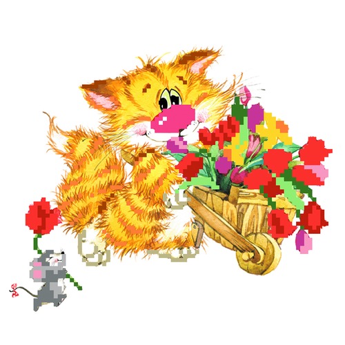 Набор для вышивания бисером Матрёнин посад "Без кота - жизнь не та! Цветы для друзей"