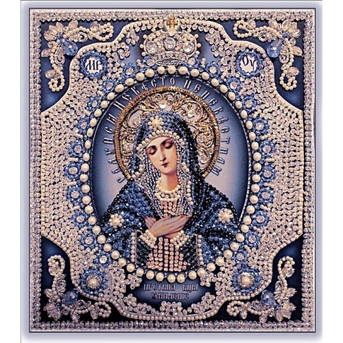 Набор для вышивания хрустальными бусинами Образа в каменьях "Богородица Умиление (натуральный жемчуг)" (фото)