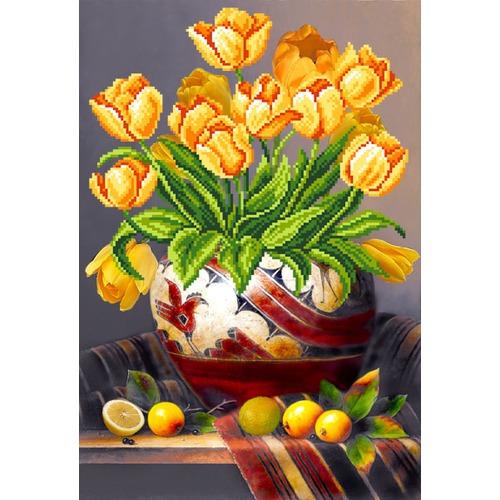 Ткань с рисунком для вышивки бисером Матрёнин посад "Тюльпаны"