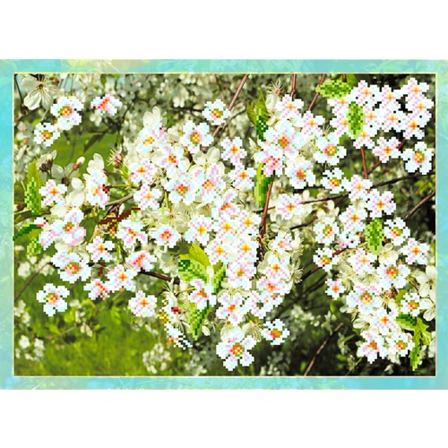Ткань с рисунком для вышивки бисером Матрёнин посад "Цветущая вишня"