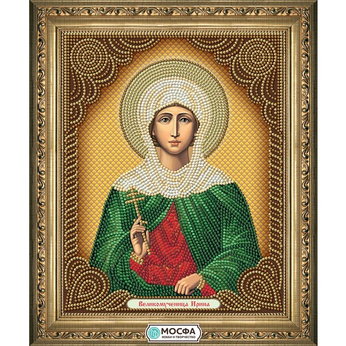 Ткань с рисунком для вышивки бисером МОСФА "Икона Великомученица Ирина"