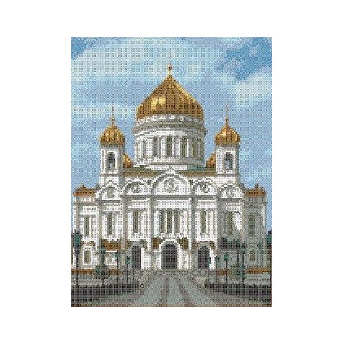 Ткань с рисунком для вышивки бисером Каролинка "Храм Христа Спасителя"