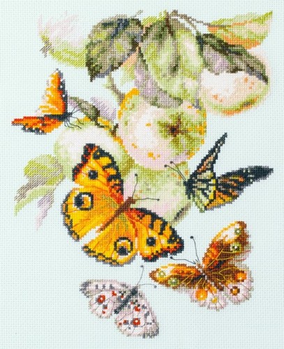 Набор для вышивания крестом Чудесная игла "Бабочки на яблоне"