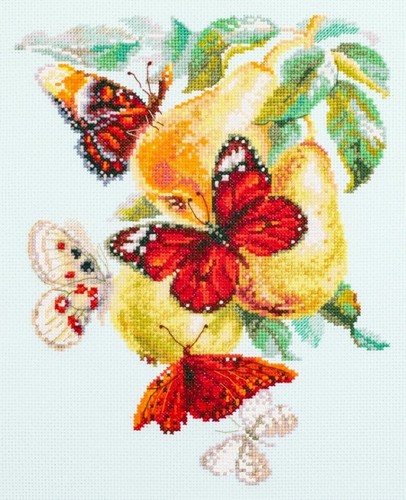 Набор для вышивания крестом Чудесная игла "Бабочки на груше"