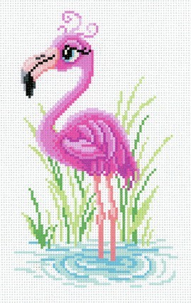 Канва с нанесенным рисунком М.П. Студия "Мечтательный фламинго"
