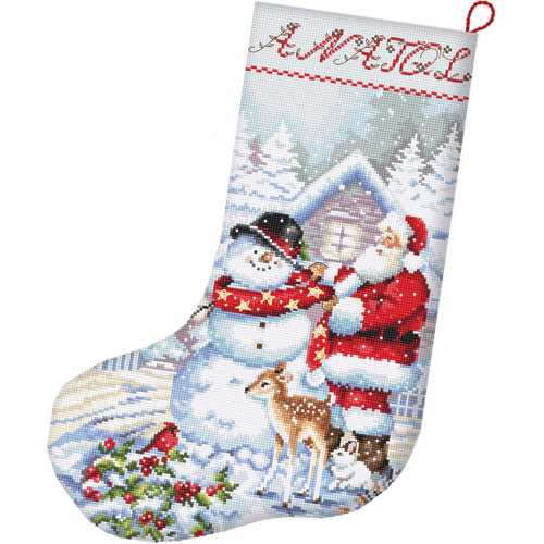     Letistitch "Snowman and Santa Stocking"