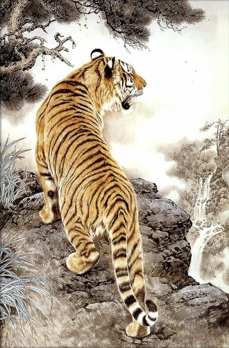 Набор для выкладывания мозаики Алмазная живопись "Тигр на скале"