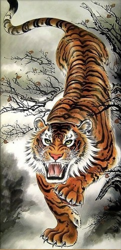 Набор для выкладывания мозаики Алмазная живопись "Тигр на охоте"